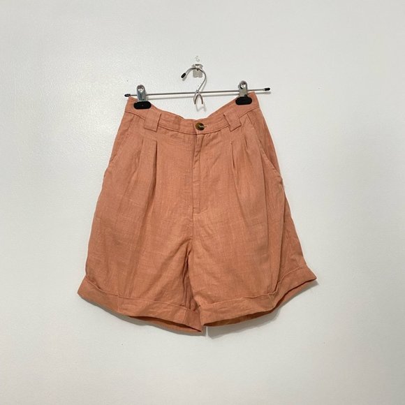 American Apparel Blush Pink High Waisted Linen Shorts - Picture 2 of 6